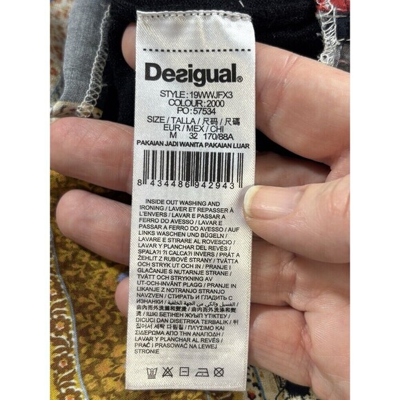 Desigual Mixed Media Sweater Black Medium Embroidered Layered Look - Picture 6 of 8